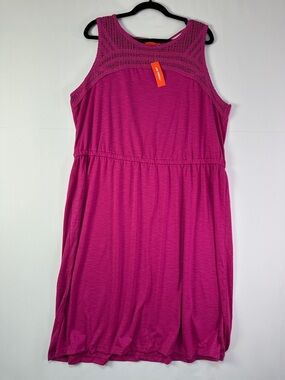 Joe Fresh Crochet Yoke Sleeveless Midi Dress Pink Lightweight Size 1X Boho Summe